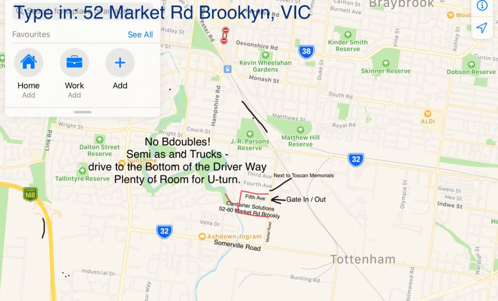 Truck parking map in Melbourne